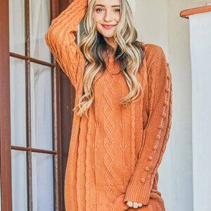 AndTheWhy Pompom Detailed Pullover Sweater Dress